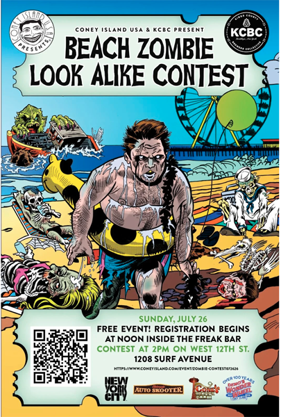 Coney Island zombie look alike contest in July 2026